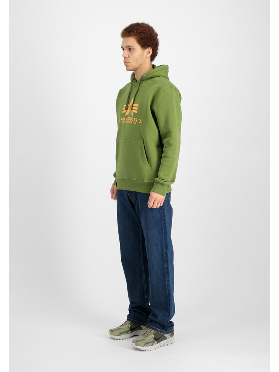 Alpha Industries Alpha Industries Bluza Basic Big Logo Hoodie Zielony Regular Fit