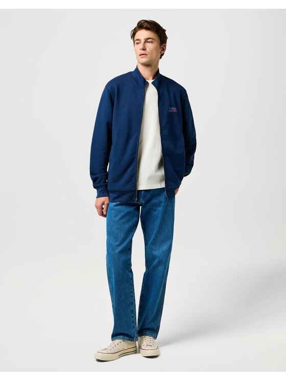 Wrangler Wrangler Bluza FUNNEL NECK ZIP Niebieski Regular Fit