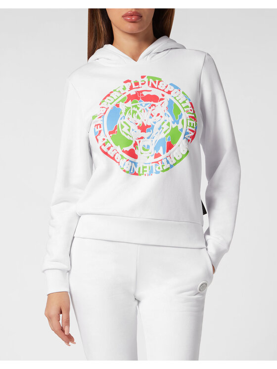 Plein Sport Plein Sport Bluza 13019 Biały Regular Fit