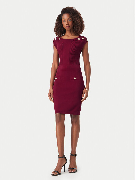Guess Guess Úpletové šaty W6YK34 Z0969 Bordová Slim Fit
