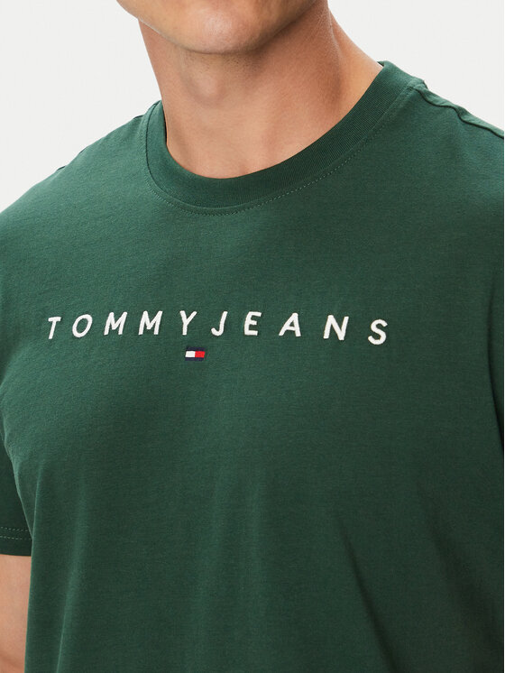 Tommy Jeans Tommy Jeans Marškinėliai Linear Logo DM0DM20744 Tamsiai žalia Regular Fit