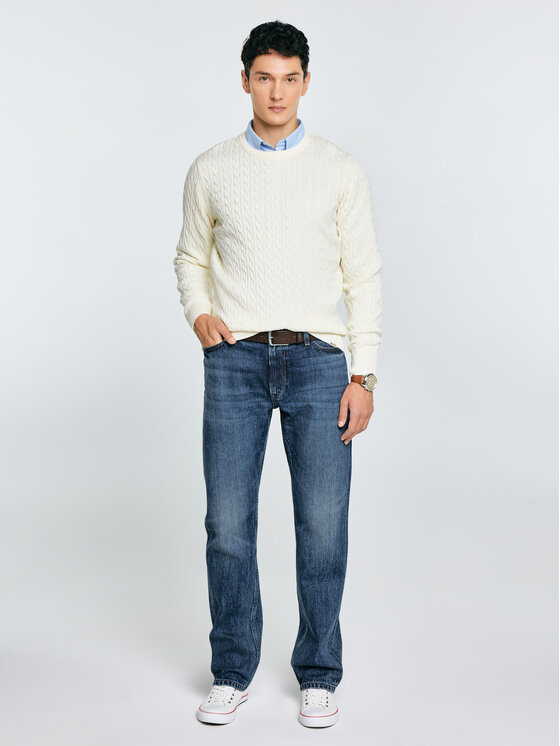 BIG STAR BIG STAR Sweter NISER Biały Basic Fit