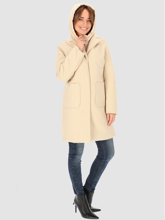 Perso Perso Płaszcz przejściowy BLH234040F Beżowy Regular Fit