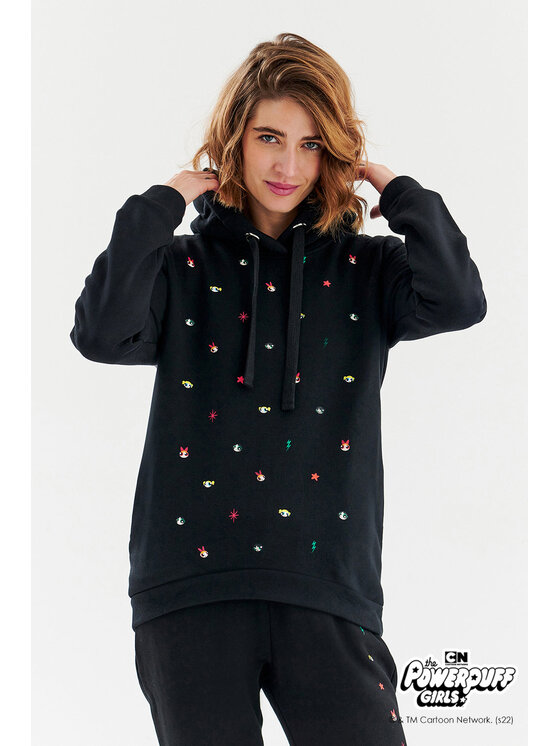 NAOKO NAOKO Mikina Powerpuff Girls Černá Oversize