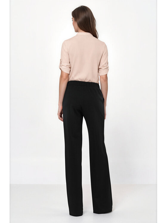 NIFE NIFE Kalhoty z materiálu SD163 Černá Loose Fit