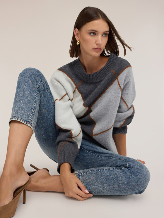 Motivi Motivi Sweter M803W004550N013 Szary Over Fit