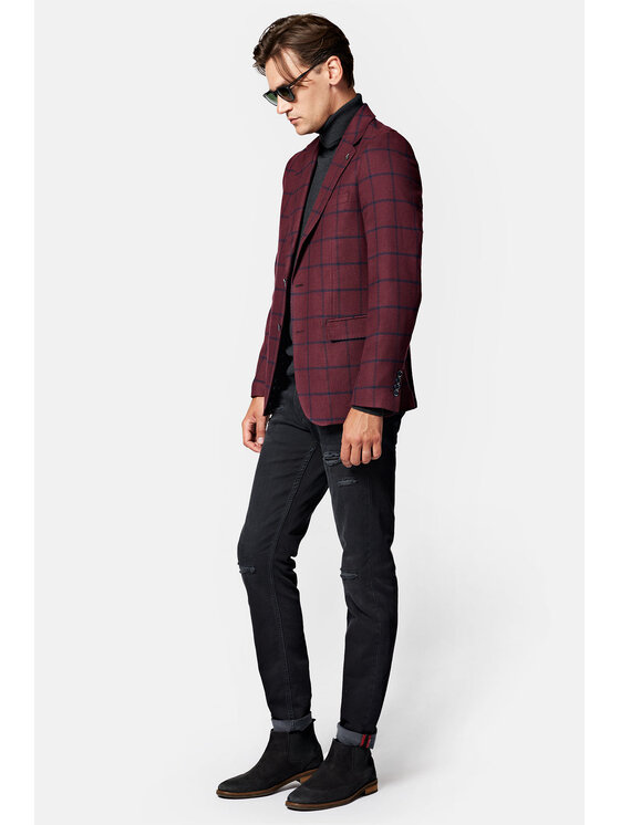 Lancerto Lancerto Marynarka Limerick MA131223000001 Bordowy Slim Fit