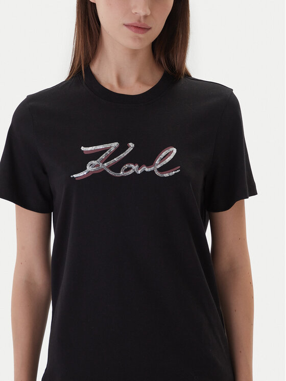 KARL LAGERFELD KARL LAGERFELD T-shirt A4W17052 Crna Regular Fit