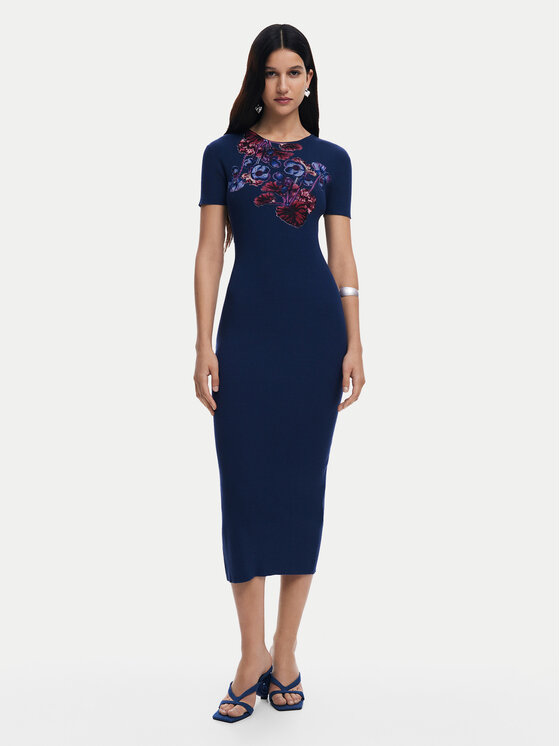 Desigual Desigual Ikdienas kleita 25SWVF13 Tumši zils Slim Fit