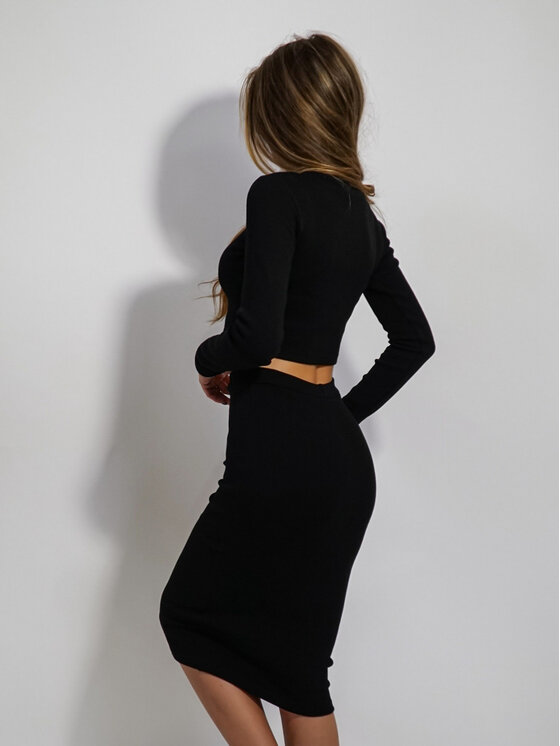 LilaLou LilaLou Komplet top i spódnica Komplet Pati Czarny Slim Fit