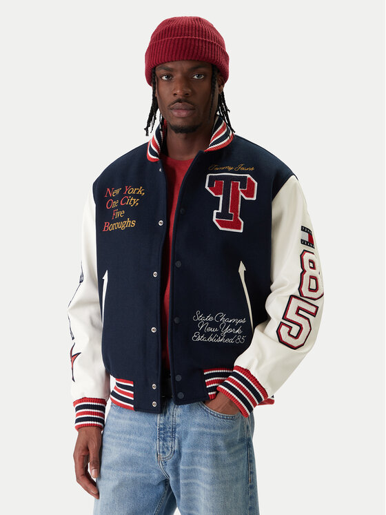Tommy Jeans Geacă bomber Varsity DM0DM22729 Bleumarin Regular Fit