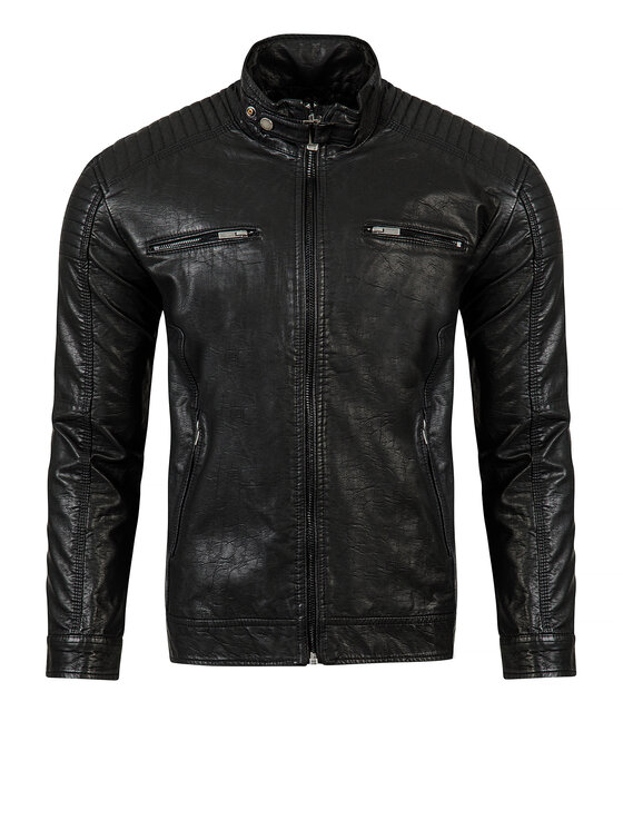 Cross Jeans Cross Jeans Kurtka skórzana 40231-020 Czarny Regular Fit