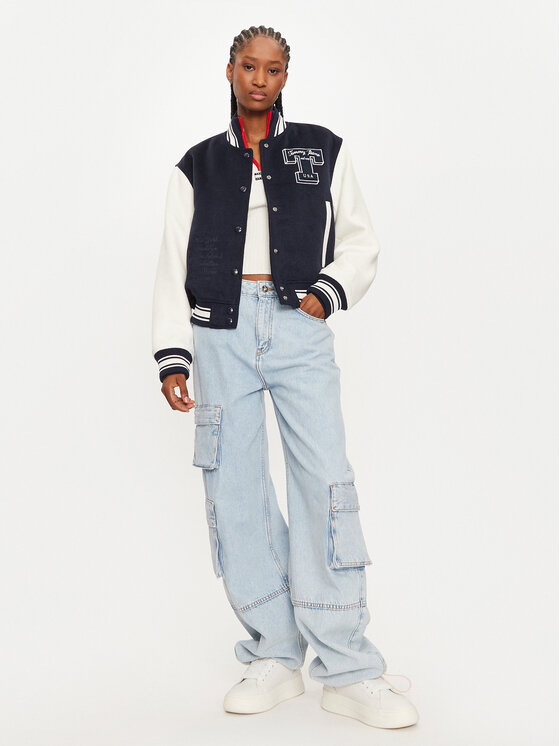 Tommy Jeans Tommy Jeans Kurtka bomber Letterman DW0DW18845 Granatowy Regular Fit