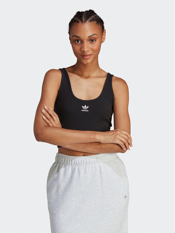 adidas Fels Adicolor Essentials Rib Tank Top IB7324 Fekete Slim Fit