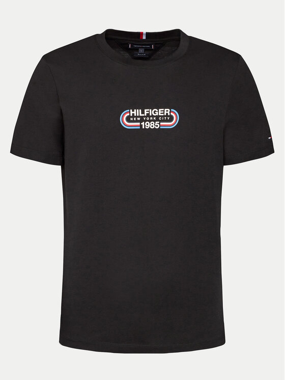 Tommy Hilfiger Tommy Hilfiger T-krekls Track Graphic MW0MW34429 Melns Regular Fit