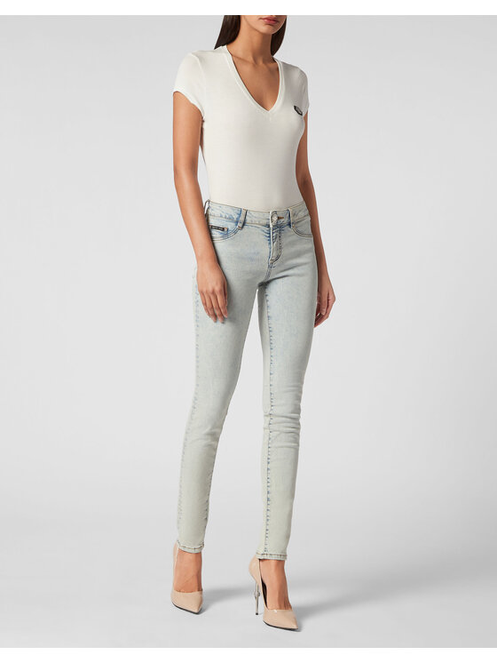 PHILIPP PLEIN PHILIPP PLEIN Jegginsy 5667 Niebieski jasny Jegging Fit
