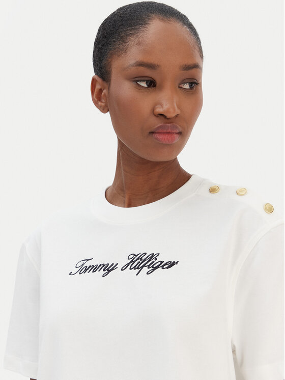 Tommy Hilfiger Tommy Hilfiger Póló Script WW0WW47819 Ekru Regular Fit