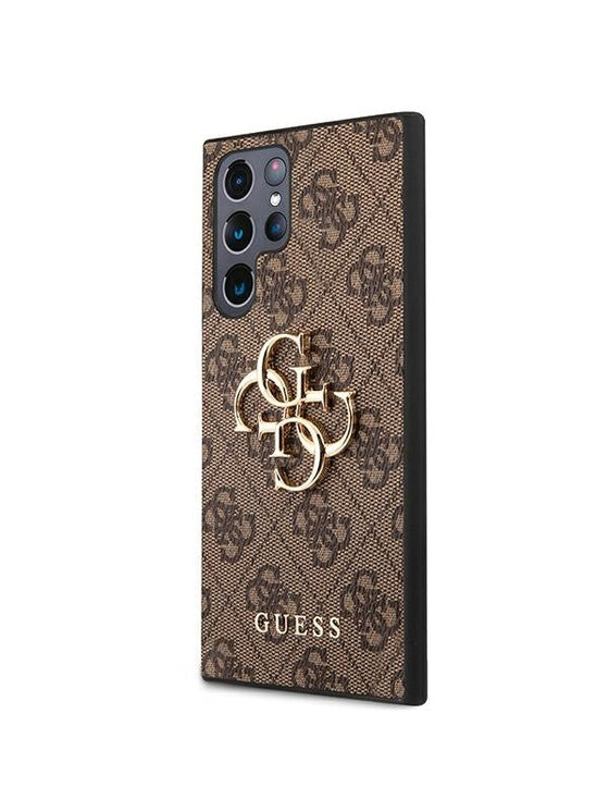 Guess Guess Etui na telefon Guess 4G Big Metal Logo Brązowy