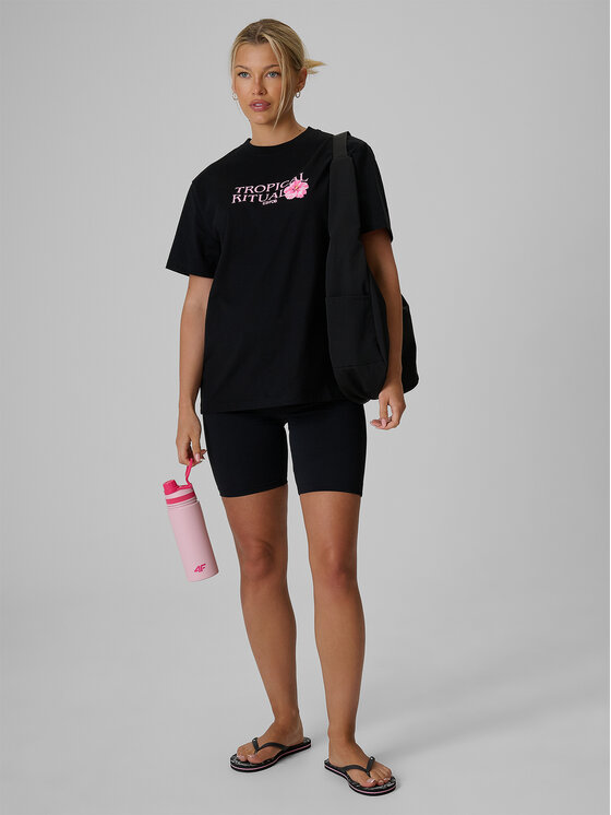 4F 4F T-Shirt FOB SUMMER Czarny Loose Fit