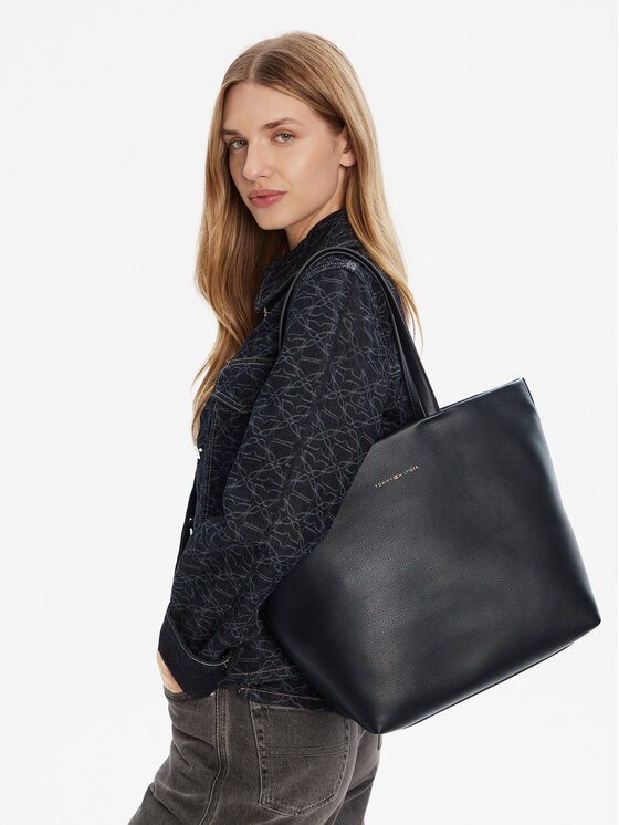 Tommy Hilfiger Tommy Hilfiger Kabelka Th Logotape Tote AW0AW17693 Tmavomodrá