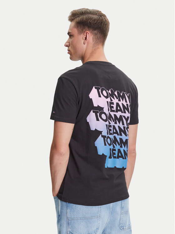 Tommy Jeans Tommy Jeans T-krekls Stack Backprint DM0DM21589 Melns Regular Fit