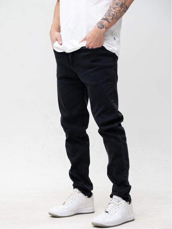 Jigga Wear Jigga Wear Jeansy KLASYCZNE Mini Haft Logo 38 Czarny Regular Fit