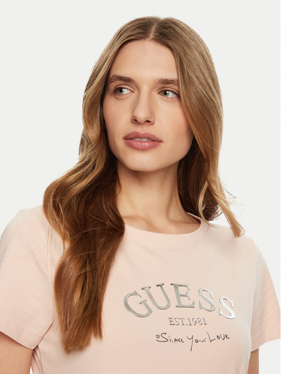 Guess Guess Póló V5RI16 J1314 Rózsaszín Regular Fit