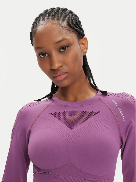 Brubeck Brubeck Тениска от техническо трико LC1002W Виолетов Slim Fit