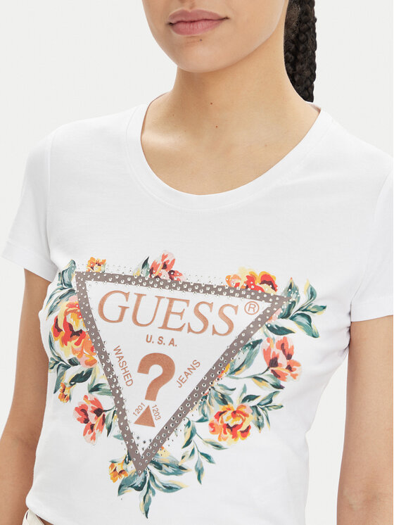 Guess Guess T-shirt W4GI24 J1314 Bijela Slim Fit