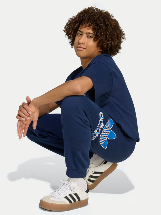 adidas adidas Donji dio trenerke Big Logo Execution JV8577 Tamnoplava Loose Fit