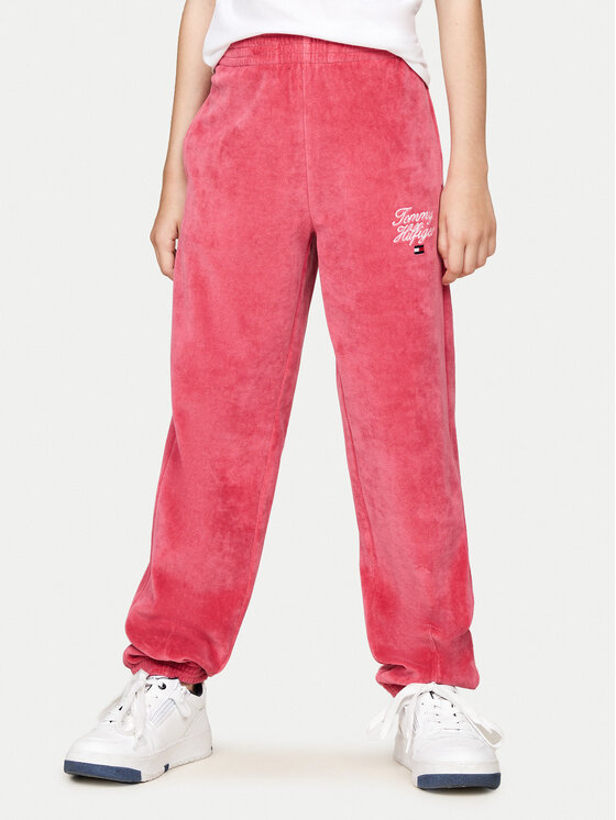 Tommy Hilfiger Pantalon jogging Script Velour KG0KG08221 Rose Regular Fit