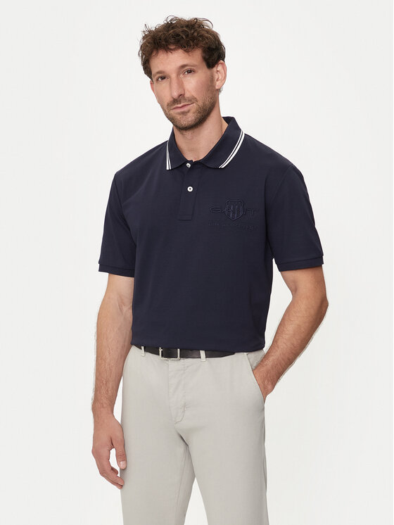 Gant Polo Contrast 2013039 Tumši zils Regular Fit