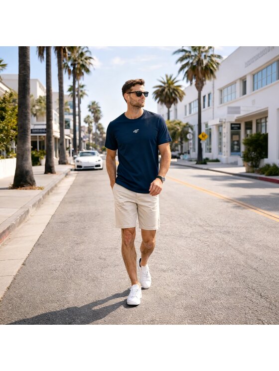 4F 4F T-Shirt 4FWSS26TTSHM3947-31S Granatowy Regular Fit