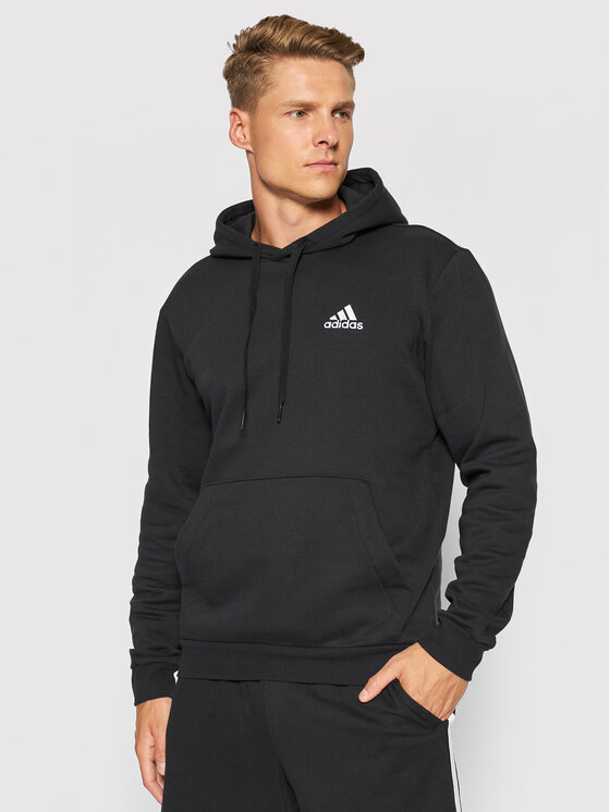 adidas Džemperis ar kapuci Essentials Fleece GV5294 Melns Regular Fit