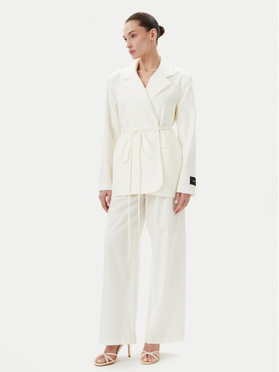 Eleh Eleh Spodnie palazzo ESS250005 Écru Regular Fit