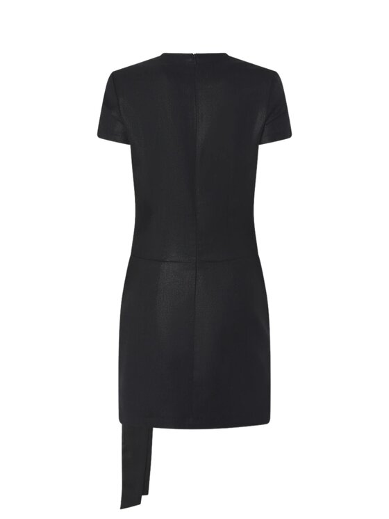 PINKO PINKO Abito da cocktail Abito corto gessato con drappeggio Nero Slim Fit