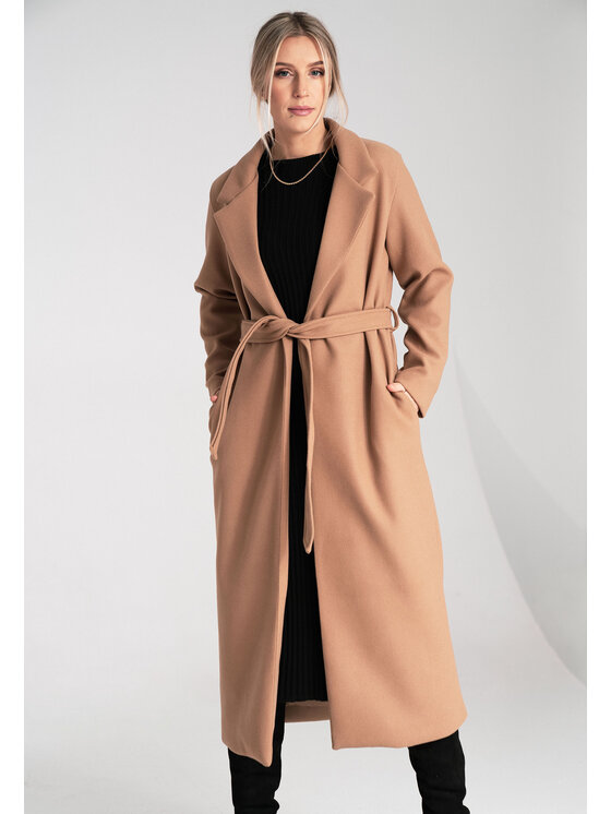 FIGL FIGL Płaszcz M1114 Beżowy Regular Fit