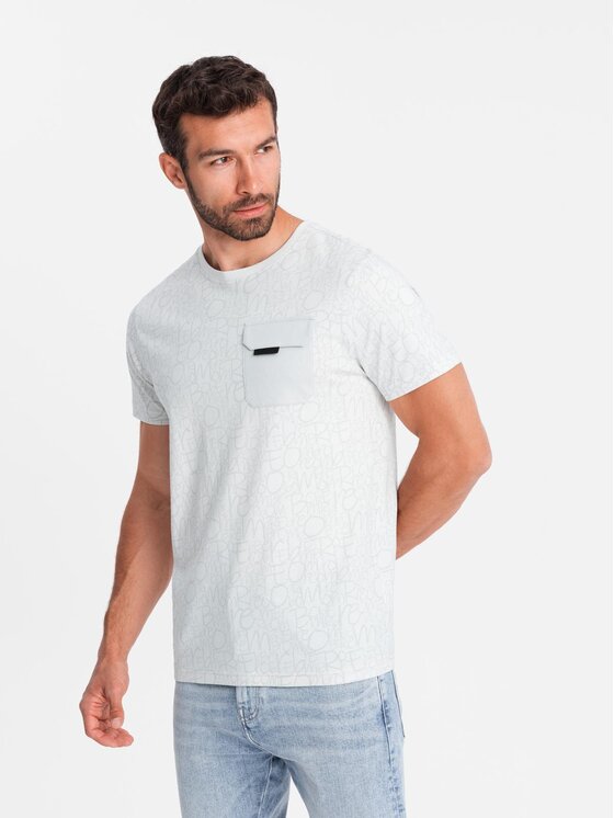 Ombre Ombre T-Shirt S2042 Szary jasny Regular Fit