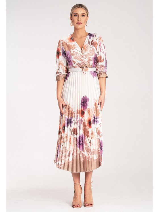 FIGL FIGL Koktejlové šaty M1138 Biela Feminine Fit