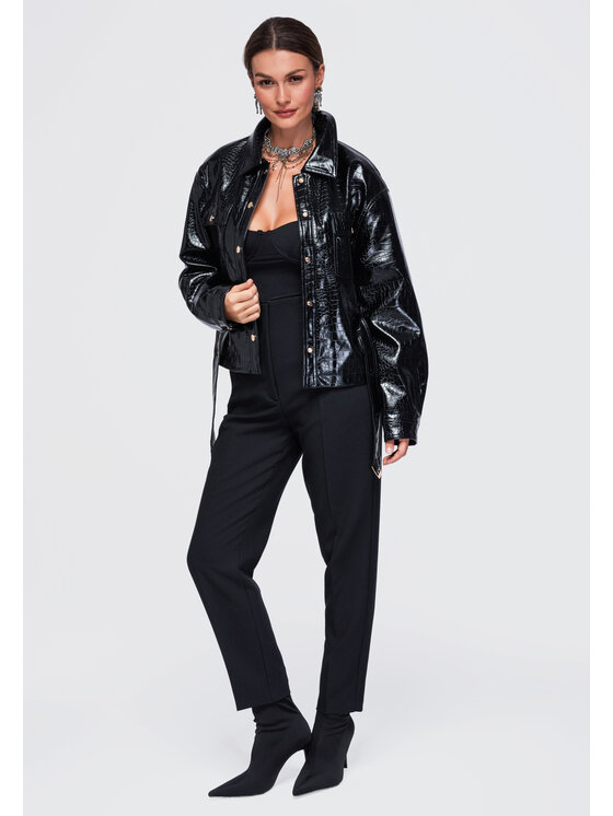 Ombre Ombre Kurtka przejściowa OW-JAFL-0141 Czarny Relaxed Fit