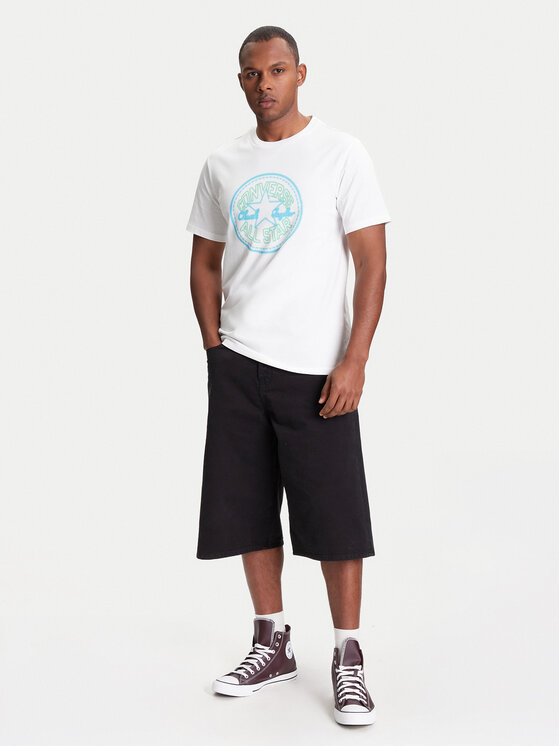 Converse Converse T-Shirt Neon Sign All Star Patch 10027722-A02 Biały Regular Fit
