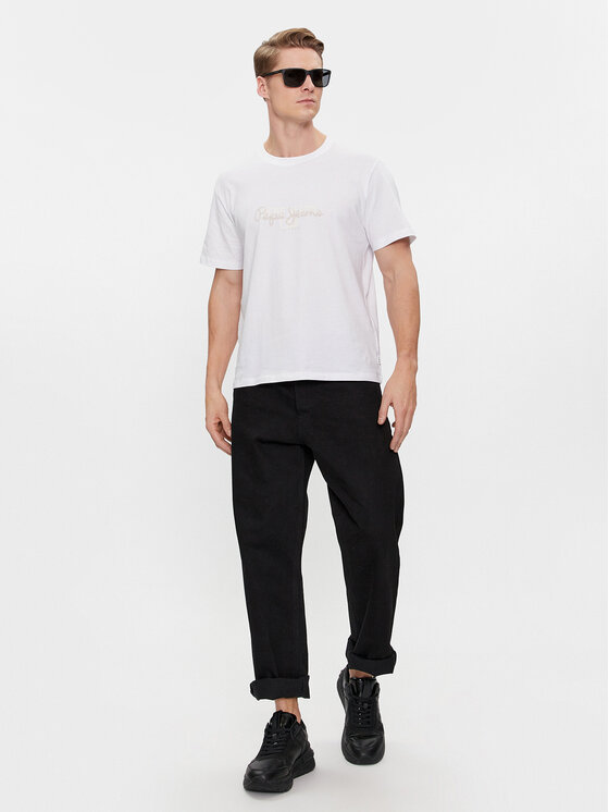 Pepe Jeans Pepe Jeans T-krekls Chris PM509207 Balts Slim Fit