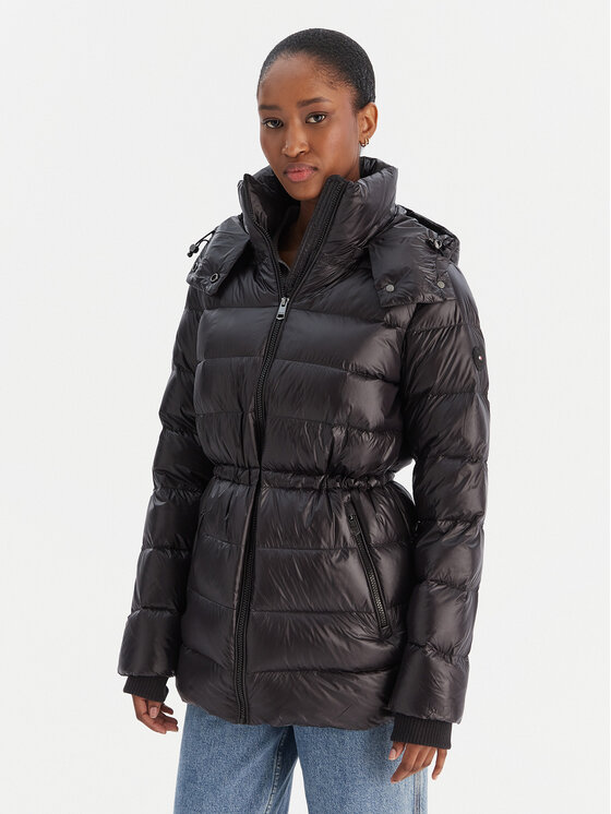 Tommy Hilfiger Tommy Hilfiger Pūkinė striukė Gloss WW0WW47355 Juoda Regular Fit