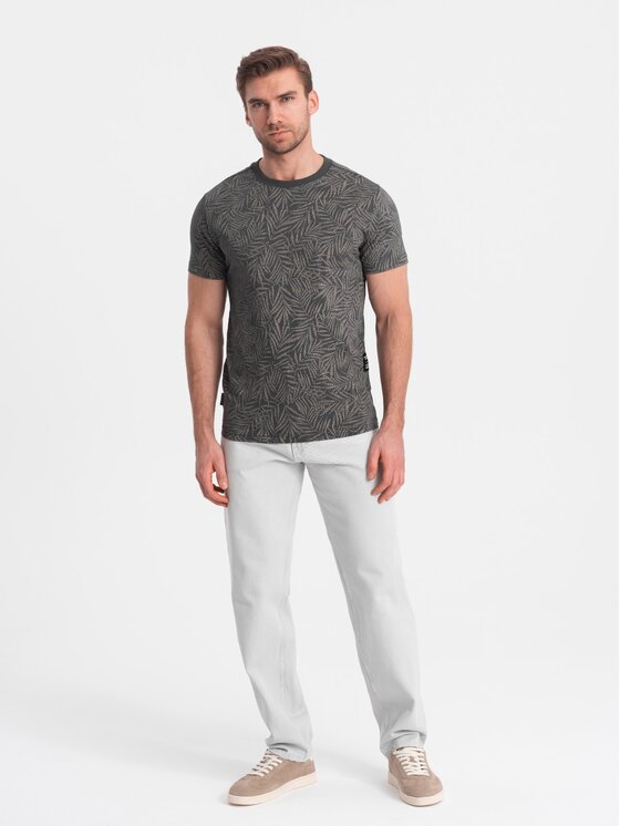 Ombre Ombre T-Shirt OM-TSFP-0182 Šedá Regular Fit