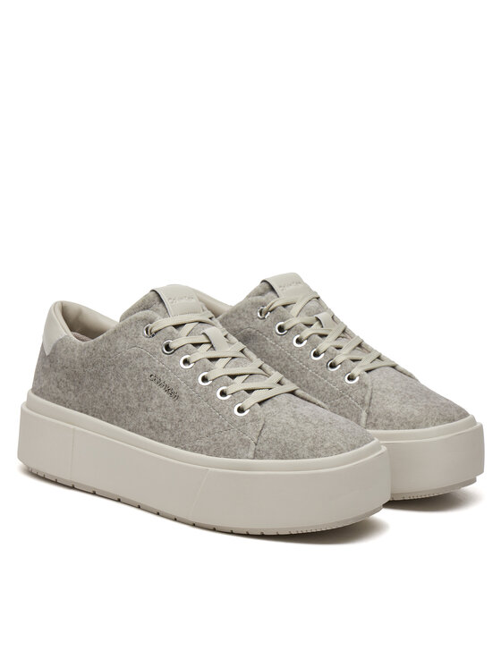 Calvin Klein Calvin Klein Снікерcи Flatform Cup Lace Up W/Ml Felt HW0HW02325 Сірий