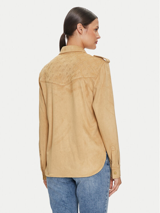 Guess Guess Srajca Margot W4YH0C WG6T0 Rjava Slim Fit