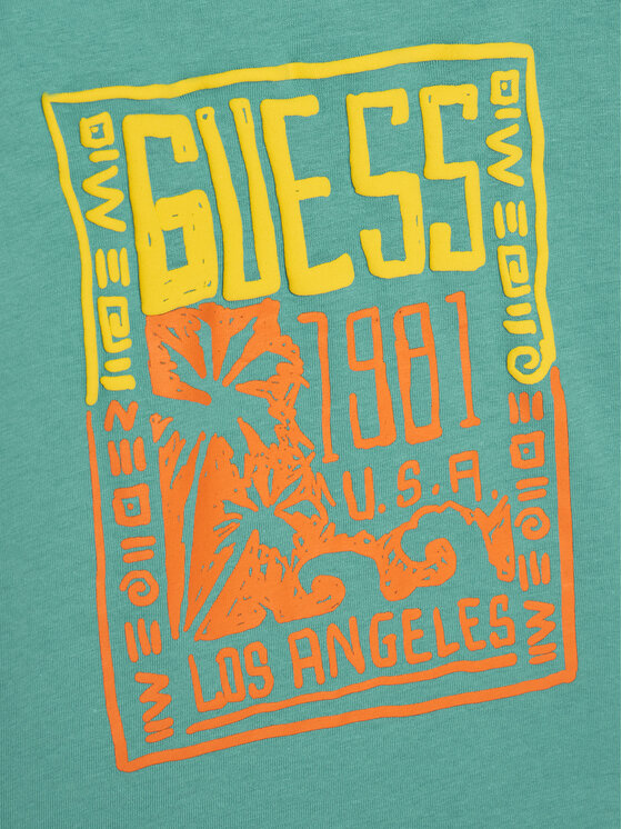 Guess Guess T-krekls N5GI16 K8HM4 Zaļš Regular Fit