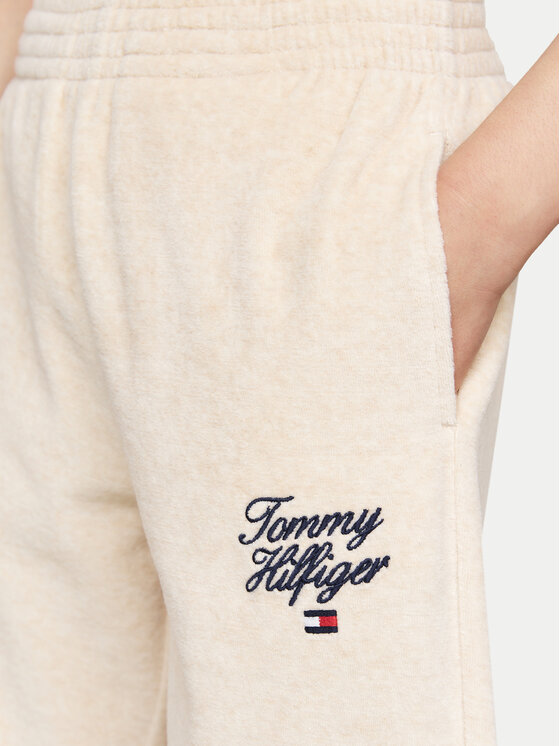 Tommy Hilfiger Tommy Hilfiger Долнище анцуг Script Velour KG0KG08221 Бежов Regular Fit