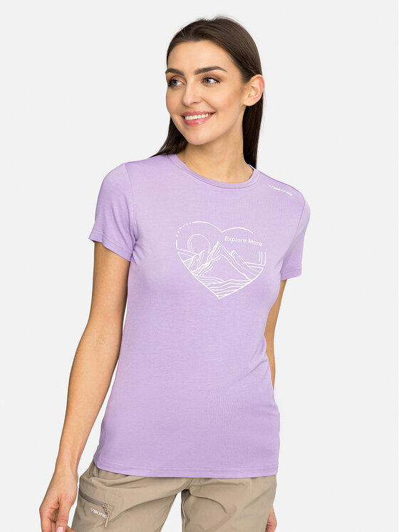 Viking Viking T-Shirt Lenta Bamboo Light Lady Fioletowy Regular Fit