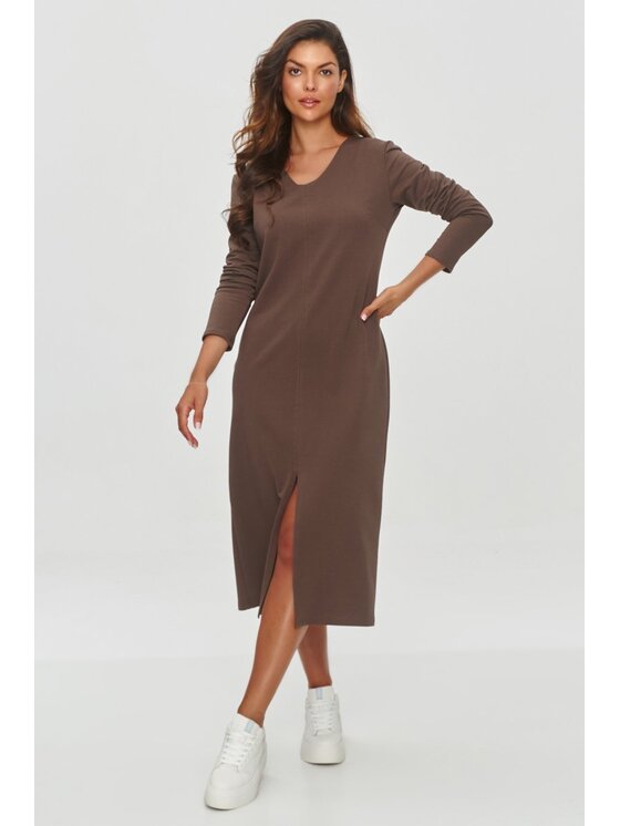 Makadamia Makadamia Sukienka codzienna M845 Brązowy Regular Fit